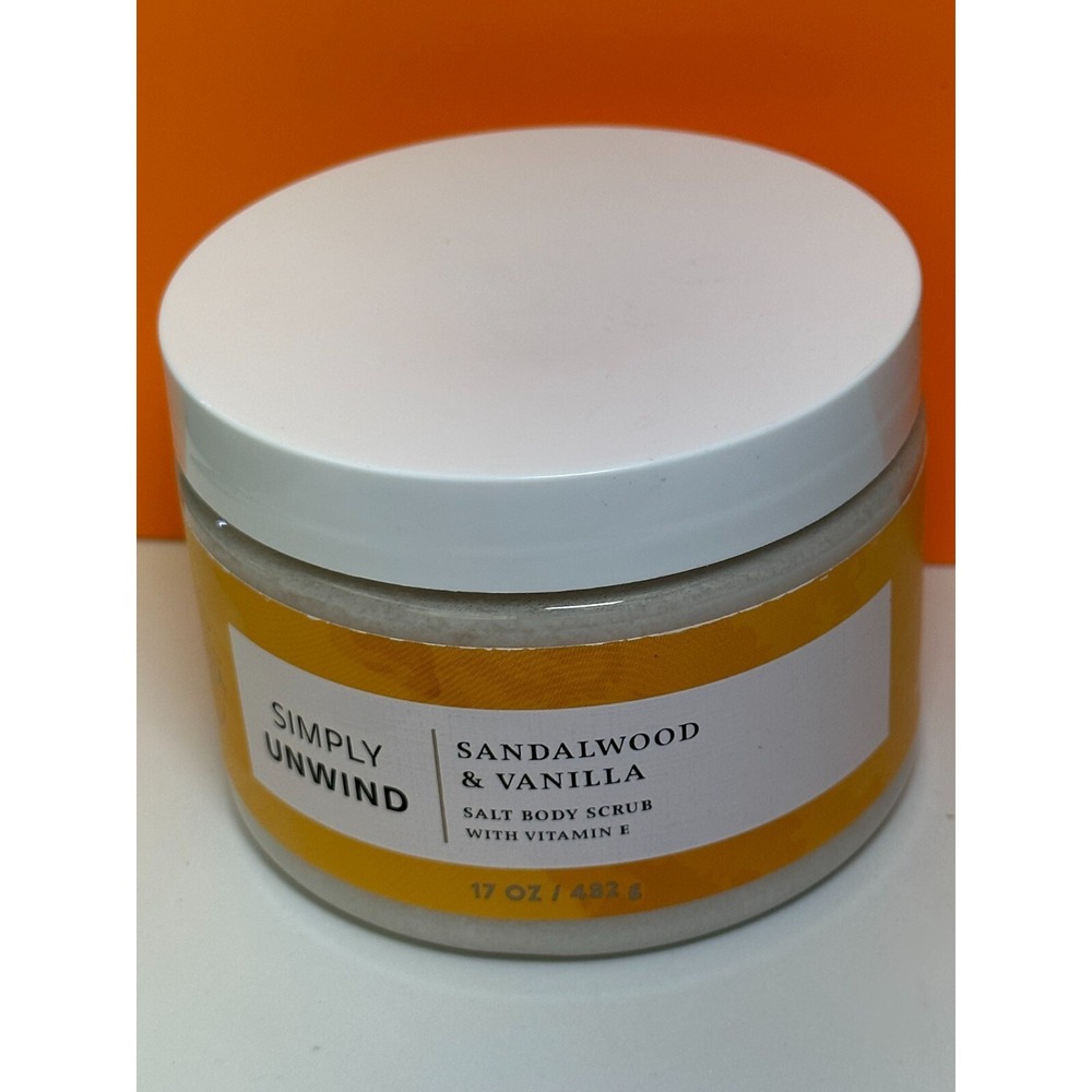 Bath & Body Works - SIMPLY UNWIND ~ SANDALWOOD & VANILLA, Salt Body Scrub 17 oz